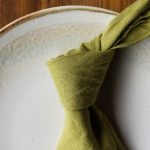 Green forest linen napkin
