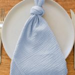 Baby blue textured cotton napkin